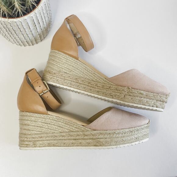 Nine West pink and brown espadrille wedges size 9 - Picture 3 of 7